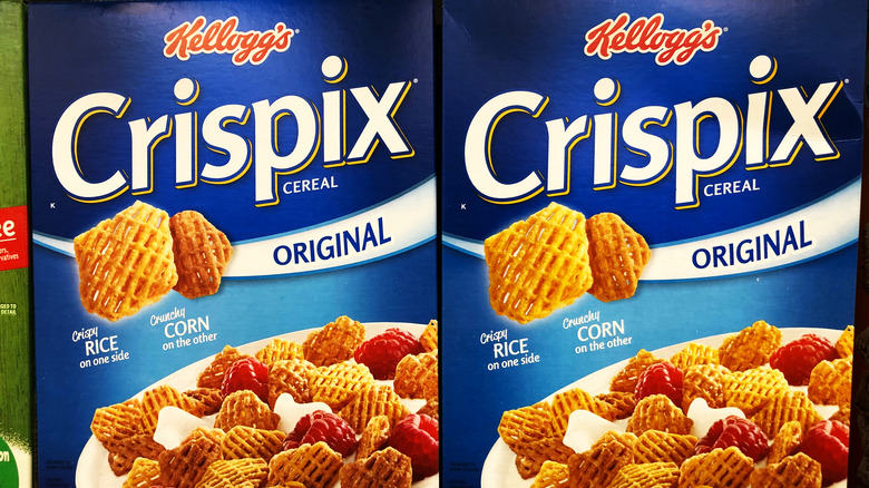 blue crispix cereal boxes