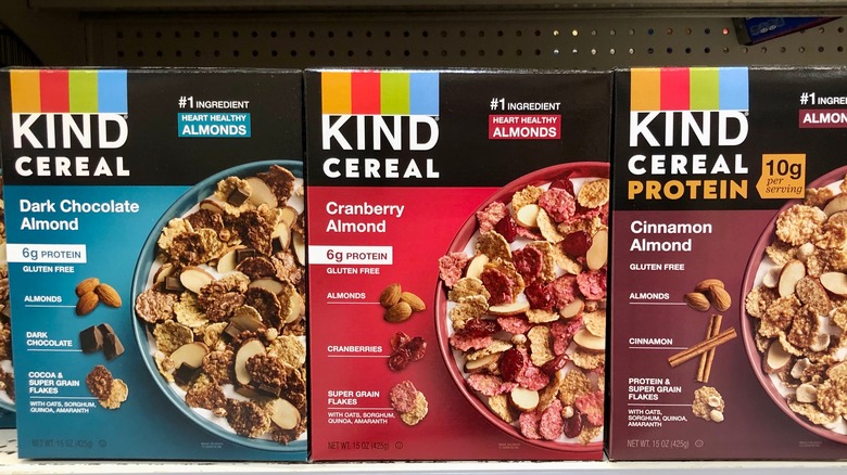 KIND almond cereal boxes 