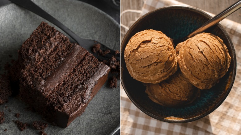 Chocolate cake coffee ice cream