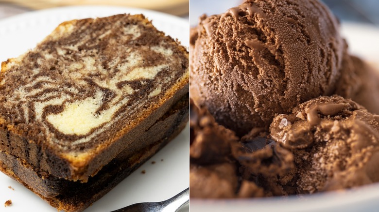 Marble cake chocolate ice cream