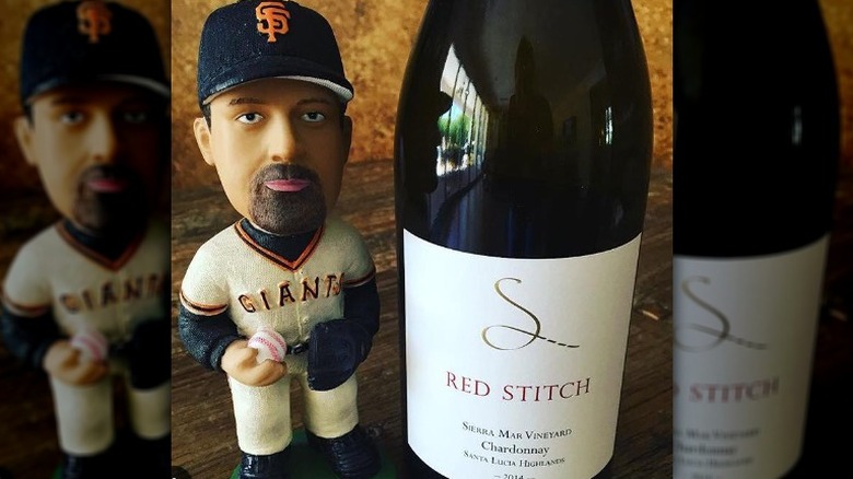 Bobblehead and bottle of wine