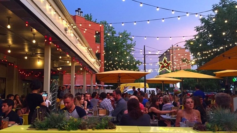 Sunset on an outdoor patio