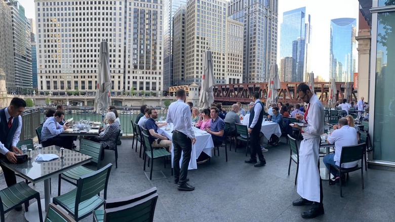 Patio with Chicago skyscrapers