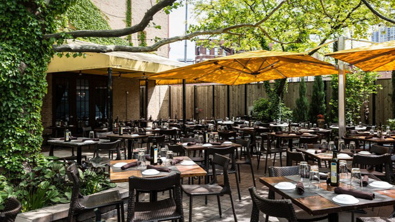 Garden with patio tables