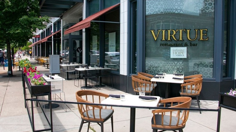 Sidewalk patio outside