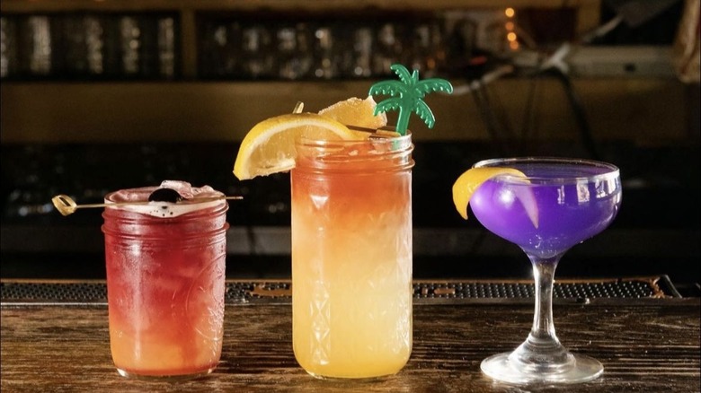 Colorful cocktails on bar