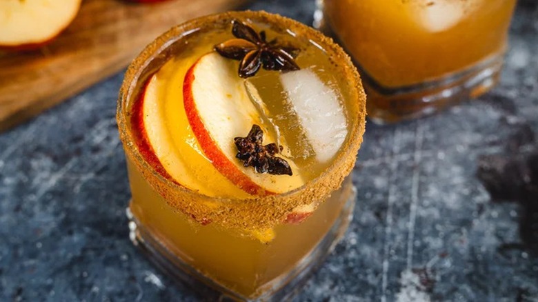 Close-up of a Boozy Apple Cider cocktail