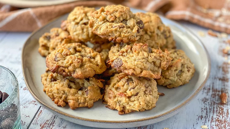 Cowboy cookies on plate