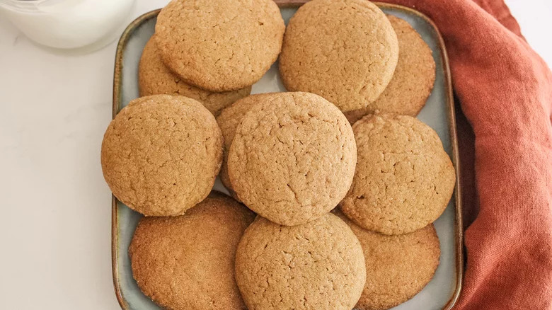 Molasses gingersnap cookies on tray