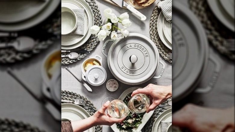 Truffle Staub cookware on a dinner table