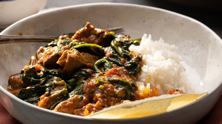 Lamb saag with rice