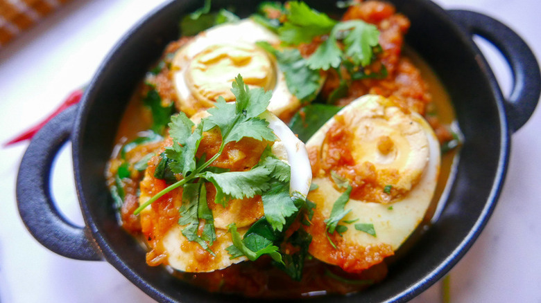 Egg curry with cilantro