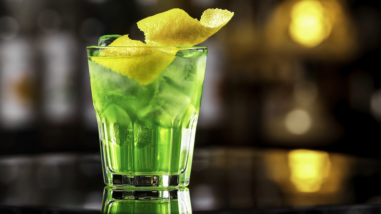 Green cocktail with absinthe