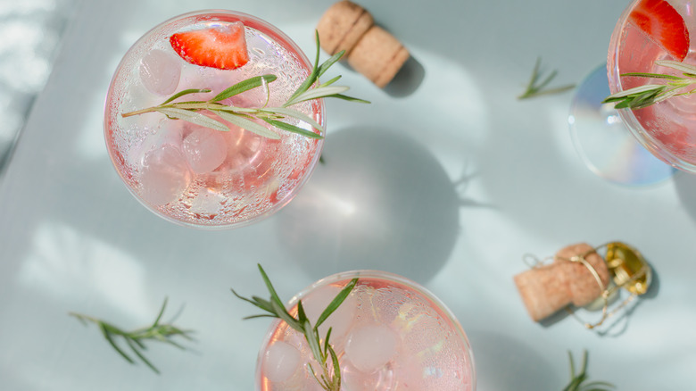 Rose wine cocktail