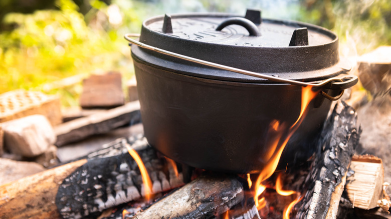 dutch oven on campfire