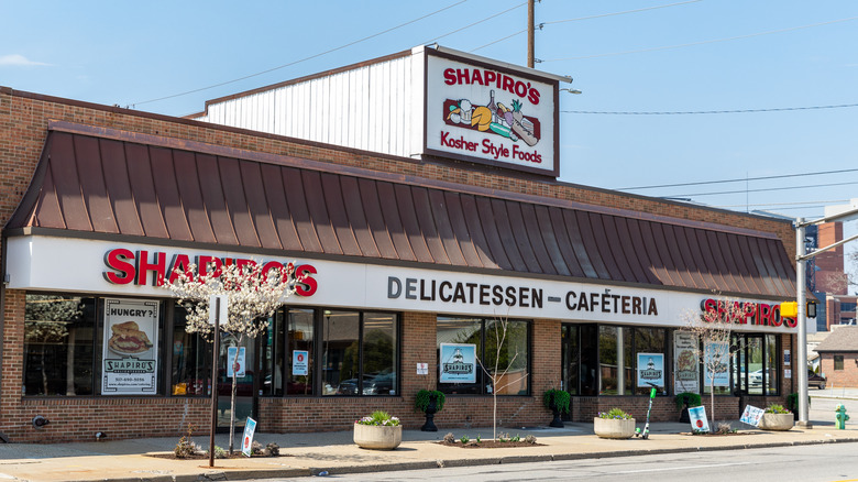 Shapiro's deli sign brick building