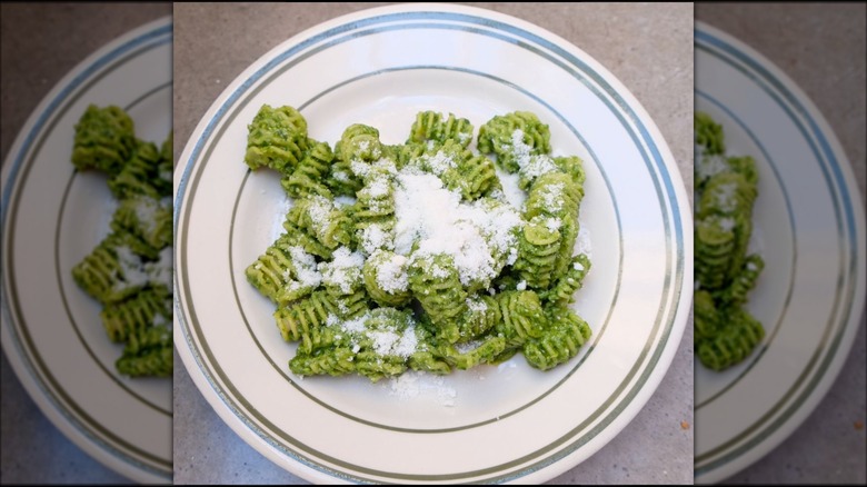 Pesto and cheese pasta