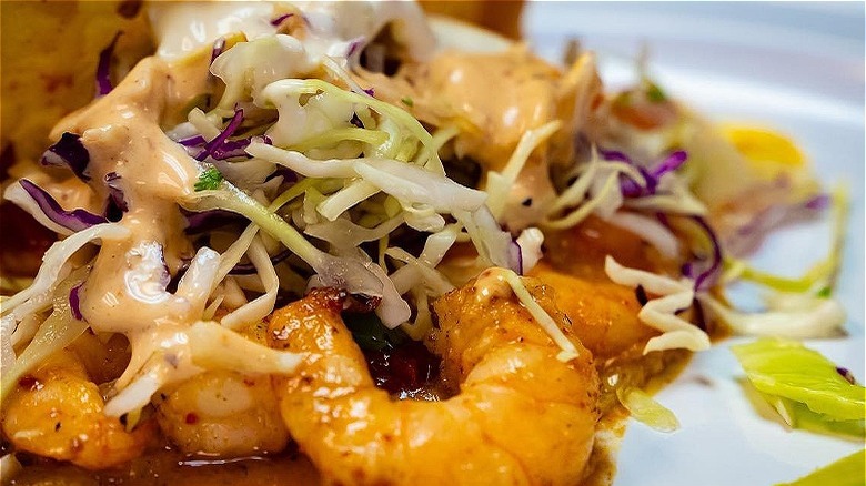 Close-up of shrimp taco