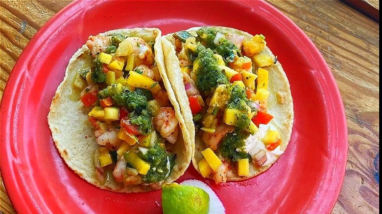 Shrimp tacos with pineapple