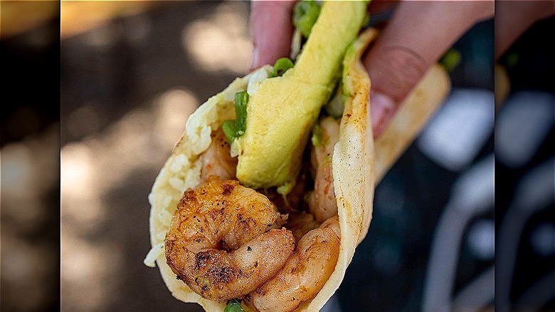 Shrimp taco with avocado