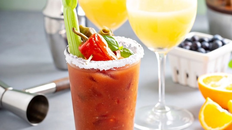 Bloody Mary with garnishes