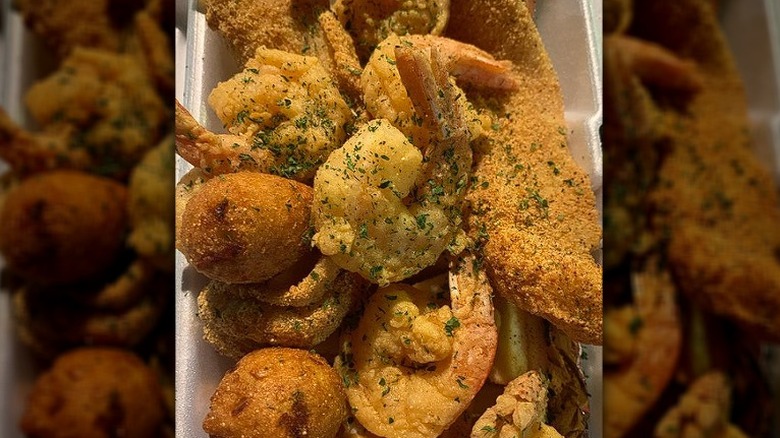 Fried fish and shrimp platter
