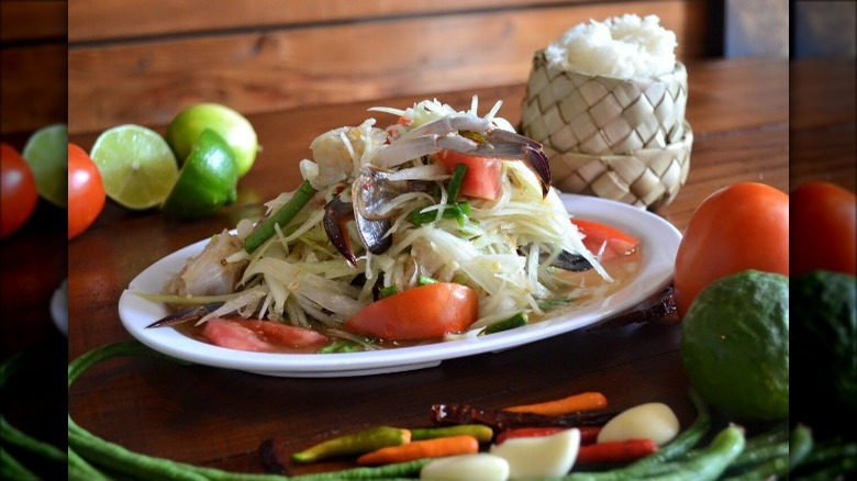 Papaya salad with blue crab