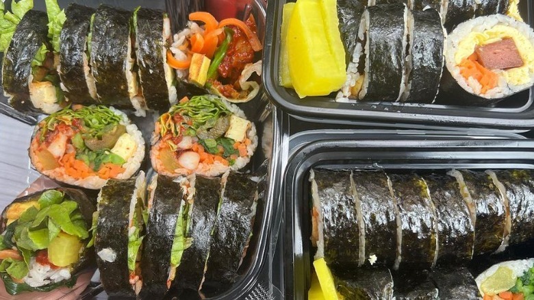 Rolls of colorful kimbap