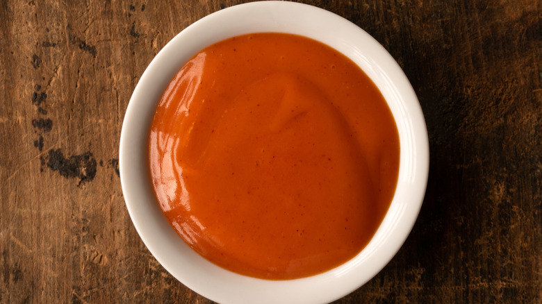 Buffalo sauce in a bowl