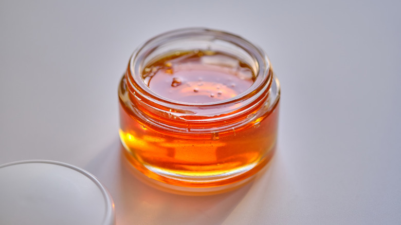 Hot honey in a jar