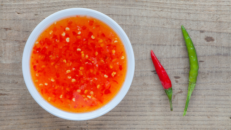 Sweet chili sauce with chili peppers