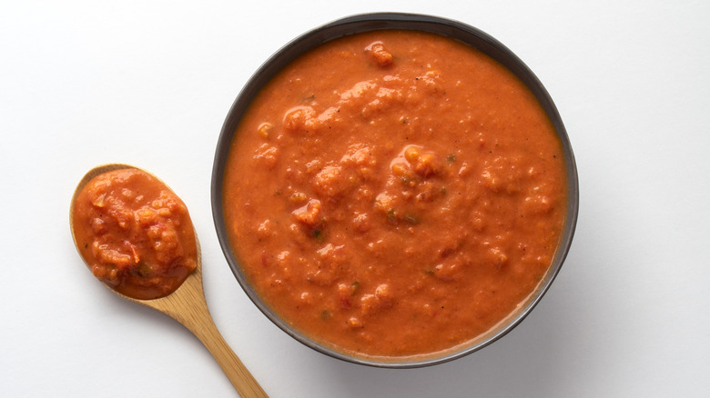Vodka sauce with spoon