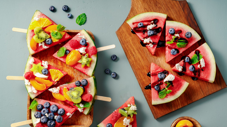 Watermelon pizza balsamic drizzle