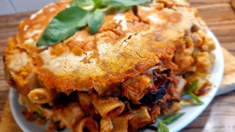 Pasta 'ncasciata on table