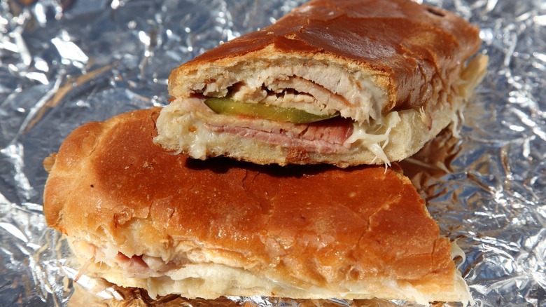 Cuban sandwich on foil