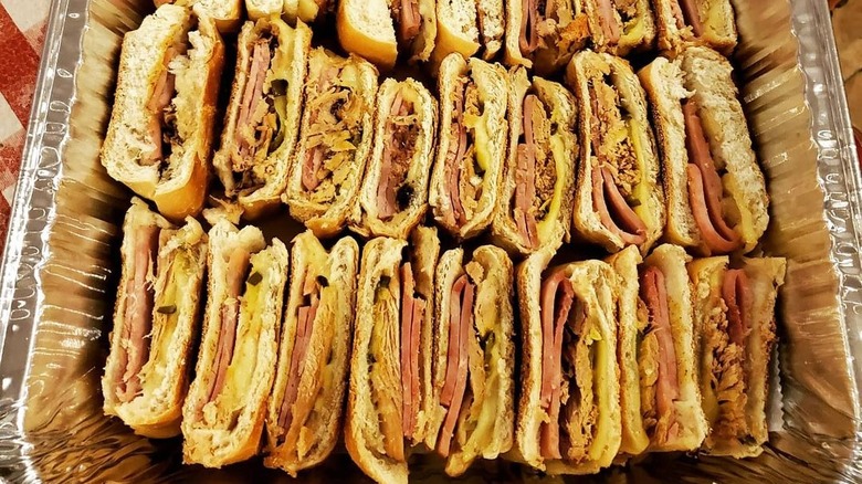 Tray of Cuban sandwiches