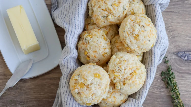 Sweet corn biscuits in basket