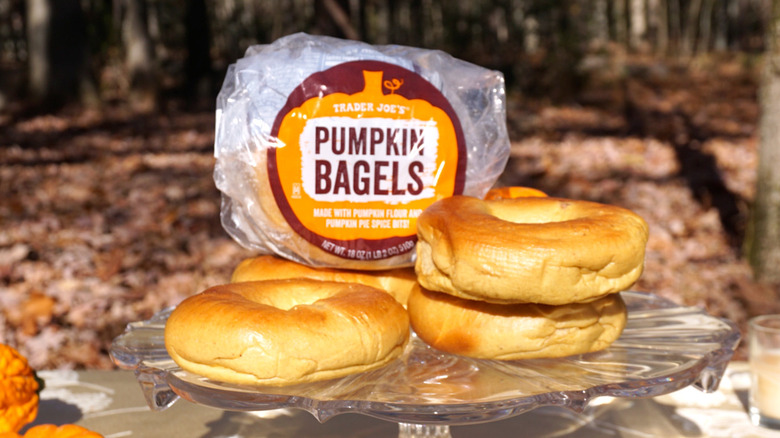 Trader Joe's Pumpkin Bagels and bag