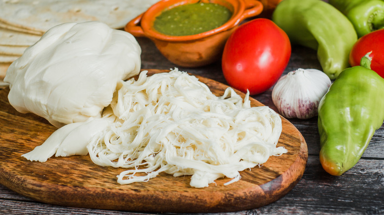 Oaxaca cheese on table