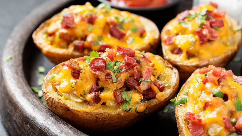 Potato skins on table