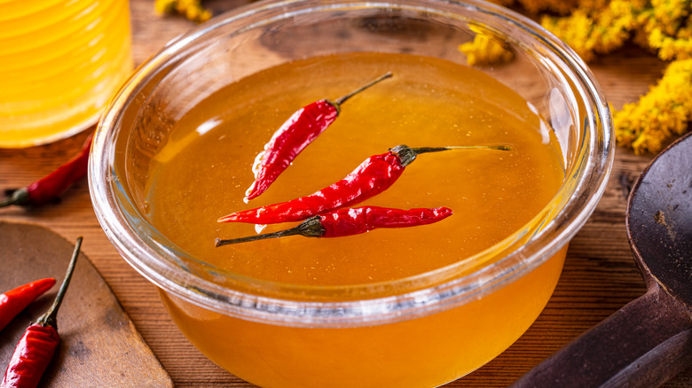 Honey with chili peppers