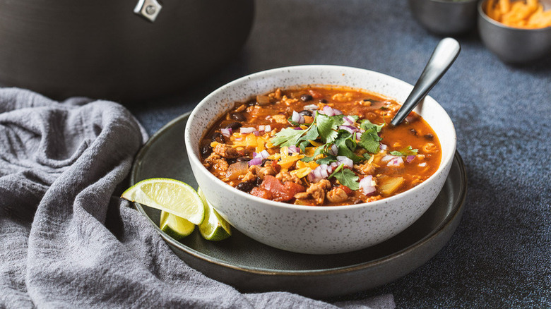 turkey chili in bowl