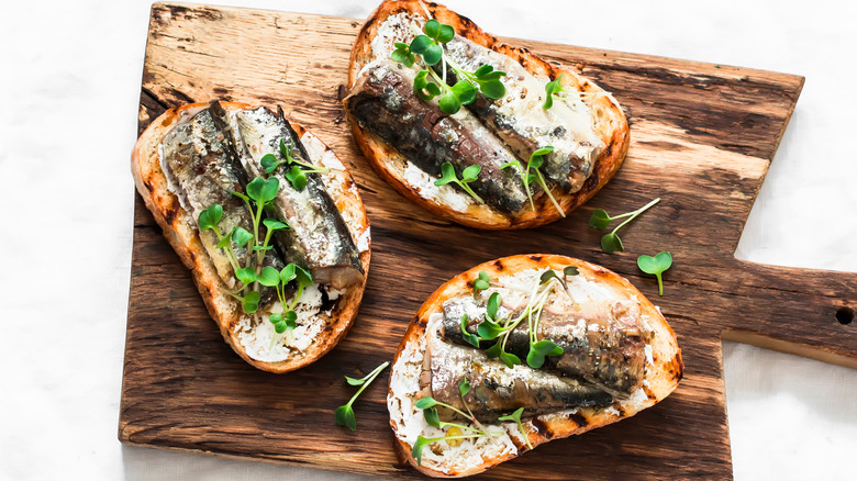 Sardines on grilled bread