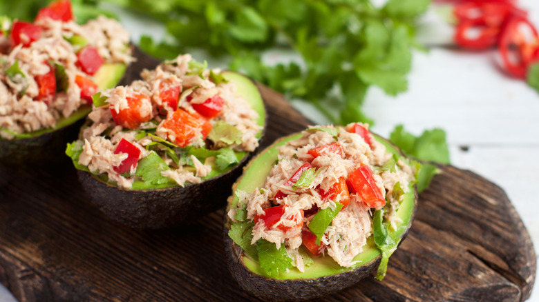 Avocados stuffed with fish