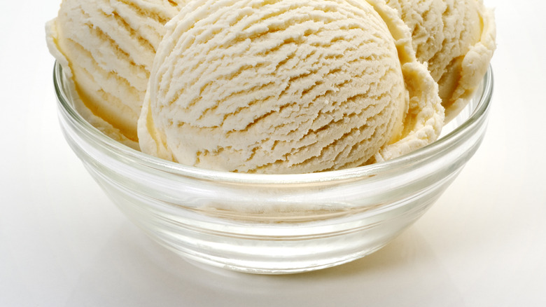 Vanilla ice cream in a bowl