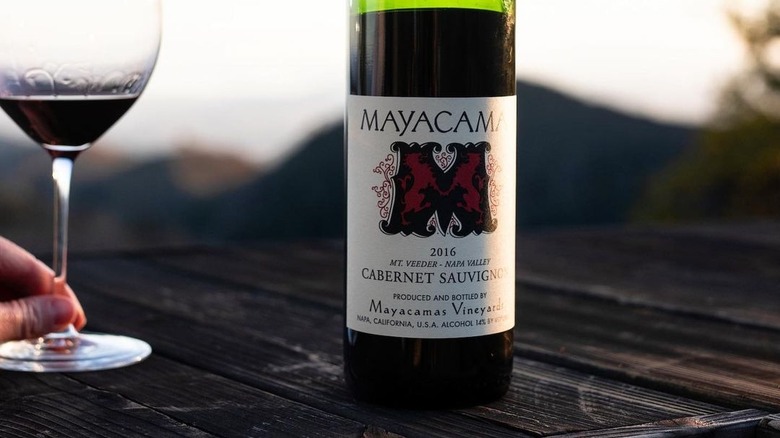 Mayacamas wine bottle and glass