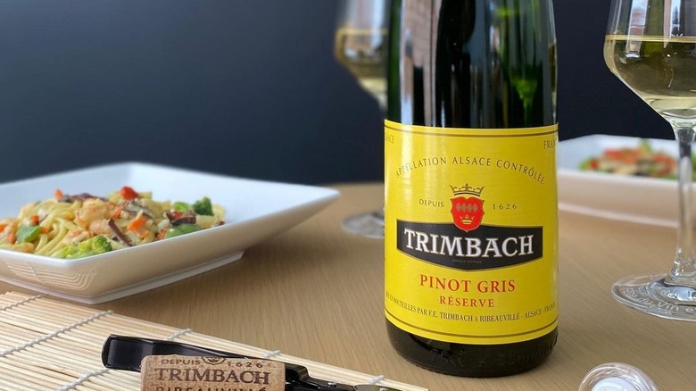 Trimbach Pinot Gris on table