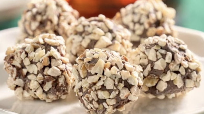 Whiskey nut bonbons on plate