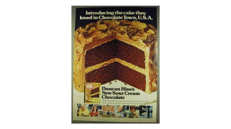Ad for Duncan Hines Sour Cream Chocolate Cake Mix from 1970s