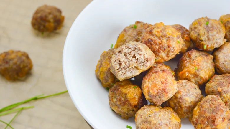 Sausage balls in bowl 